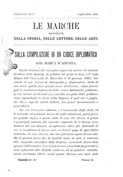 Le Marche illustrate nella storia, nelle lettere, nelle arti rivista mensile