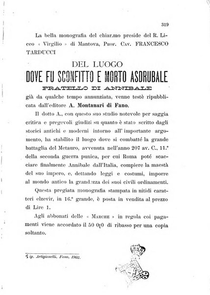 Le Marche illustrate nella storia, nelle lettere, nelle arti rivista mensile