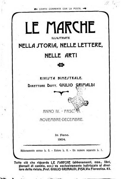 Le Marche illustrate nella storia, nelle lettere, nelle arti rivista mensile