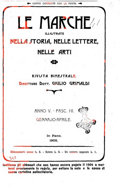 Le Marche illustrate nella storia, nelle lettere, nelle arti rivista mensile