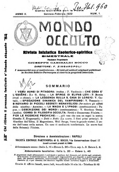 Mondo occulto rivista iniziatica esoterico-spiritica