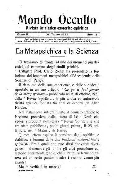 Mondo occulto rivista iniziatica esoterico-spiritica