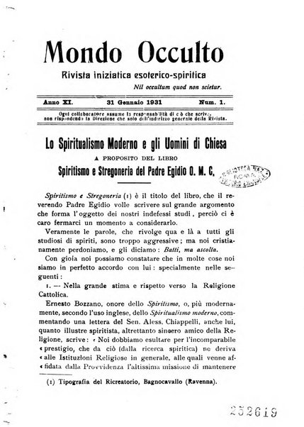 Mondo occulto rivista iniziatica esoterico-spiritica