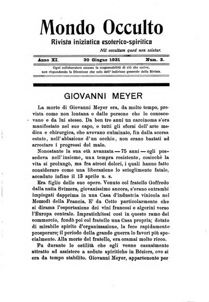 Mondo occulto rivista iniziatica esoterico-spiritica