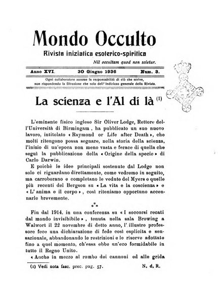 Mondo occulto rivista iniziatica esoterico-spiritica