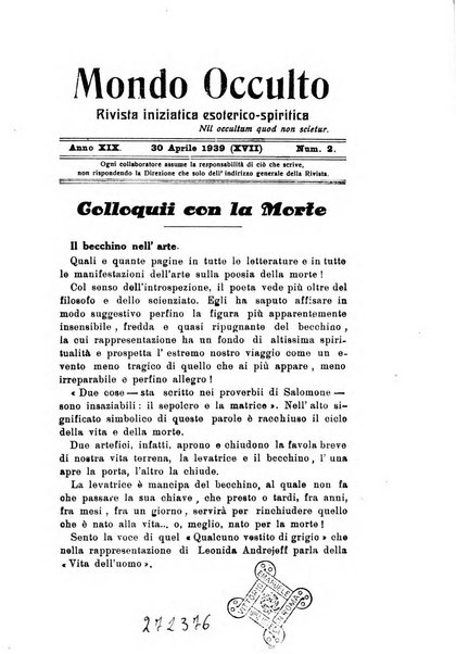 Mondo occulto rivista iniziatica esoterico-spiritica