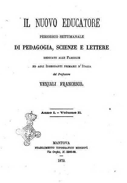 Il nuovo educatore periodico settimanale di pedagogia, scienze e lettere