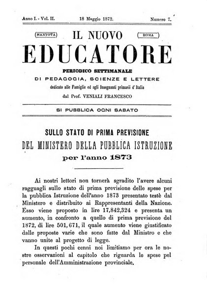 Il nuovo educatore periodico settimanale di pedagogia, scienze e lettere