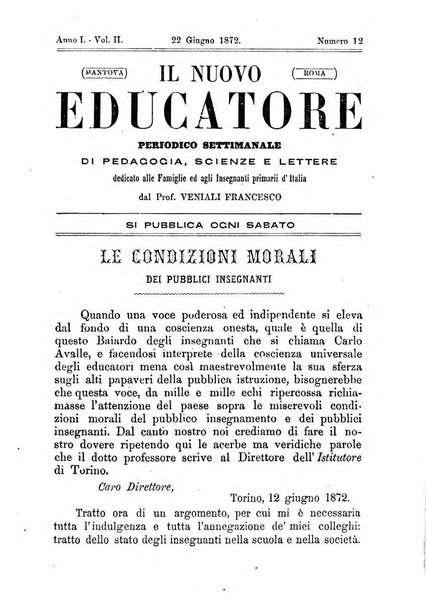 Il nuovo educatore periodico settimanale di pedagogia, scienze e lettere