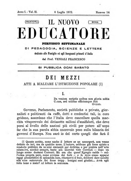 Il nuovo educatore periodico settimanale di pedagogia, scienze e lettere