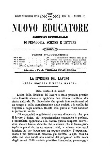 Il nuovo educatore periodico settimanale di pedagogia, scienze e lettere