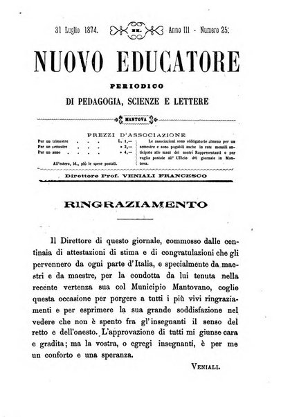 Il nuovo educatore periodico settimanale di pedagogia, scienze e lettere