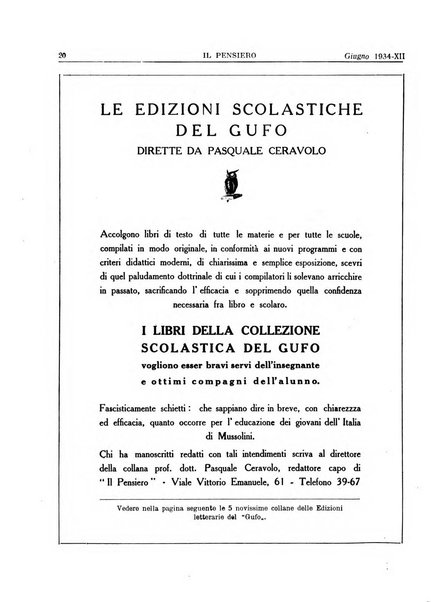 Il pensiero rivista settimanale, teatro, arte, scienza, varietà