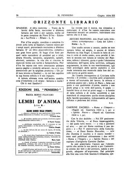 Il pensiero rivista settimanale, teatro, arte, scienza, varietà