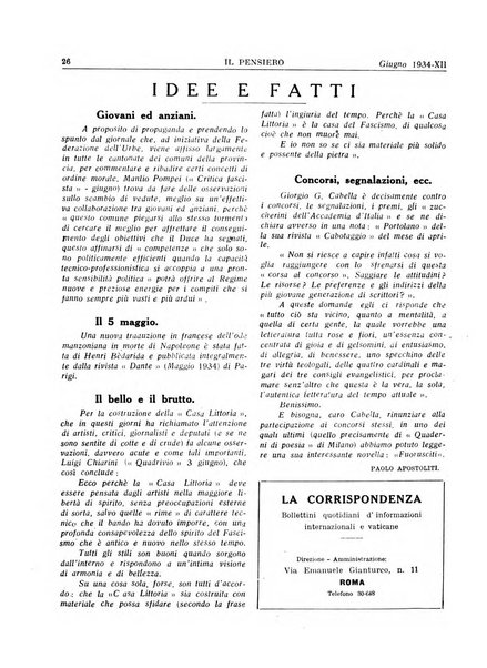 Il pensiero rivista settimanale, teatro, arte, scienza, varietà