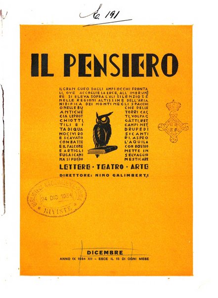 Il pensiero rivista settimanale, teatro, arte, scienza, varietà