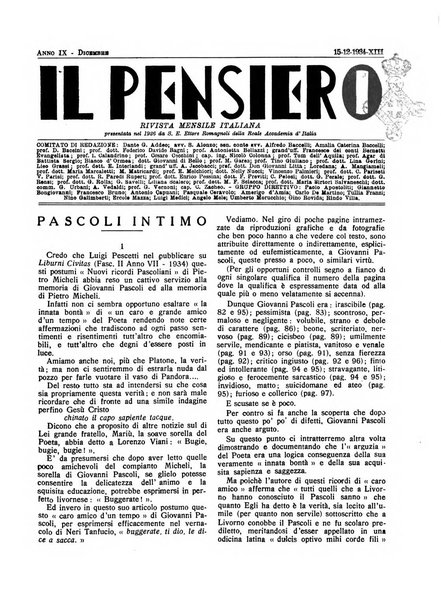 Il pensiero rivista settimanale, teatro, arte, scienza, varietà