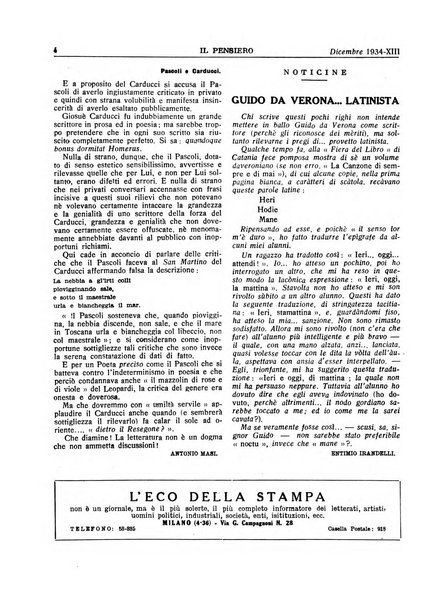 Il pensiero rivista settimanale, teatro, arte, scienza, varietà