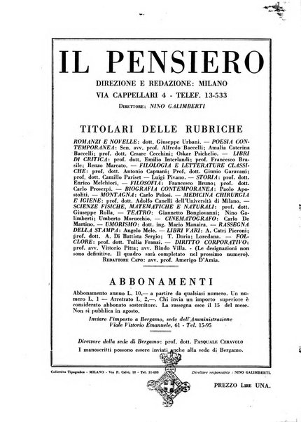 Il pensiero rivista settimanale, teatro, arte, scienza, varietà