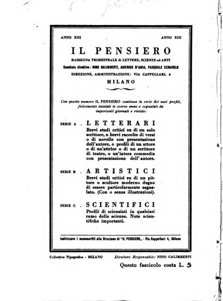 Il pensiero rivista settimanale, teatro, arte, scienza, varietà