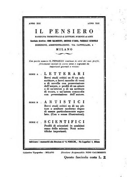 Il pensiero rivista settimanale, teatro, arte, scienza, varietà