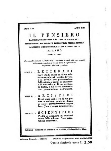 Il pensiero rivista settimanale, teatro, arte, scienza, varietà