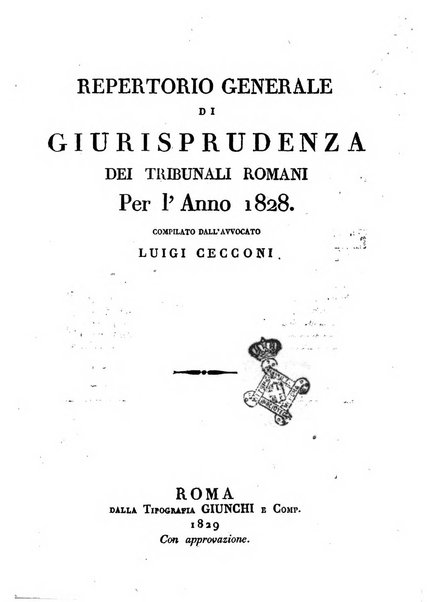 Repertorio generale di giurisprudenza dei tribunali romani