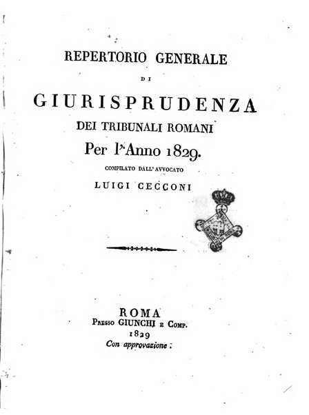 Repertorio generale di giurisprudenza dei tribunali romani