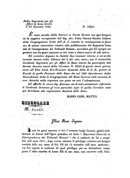 Repertorio generale di giurisprudenza dei tribunali romani