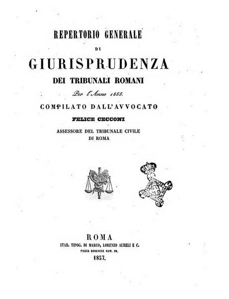 Repertorio generale di giurisprudenza dei tribunali romani