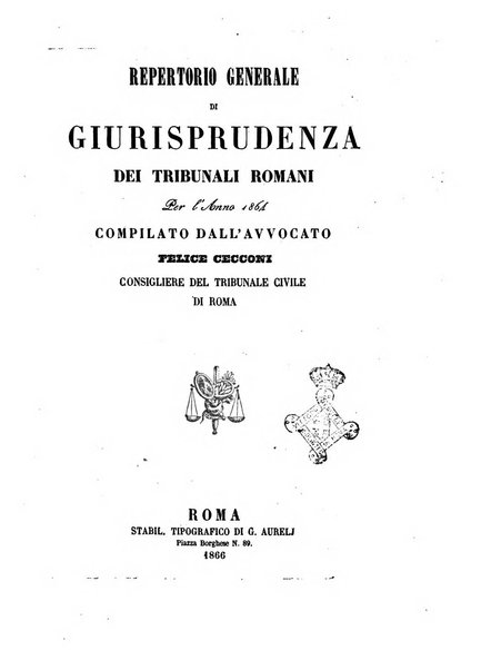 Repertorio generale di giurisprudenza dei tribunali romani