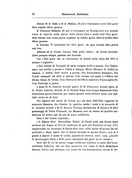 Rinascenza salentina organo della R. Deputazione di storia patria per le Puglie