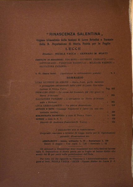 Rinascenza salentina organo della R. Deputazione di storia patria per le Puglie