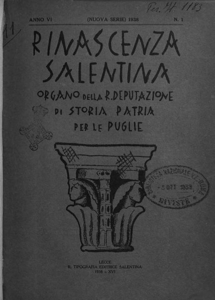 Rinascenza salentina organo della R. Deputazione di storia patria per le Puglie