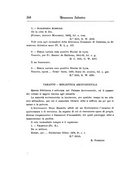 Rinascenza salentina organo della R. Deputazione di storia patria per le Puglie