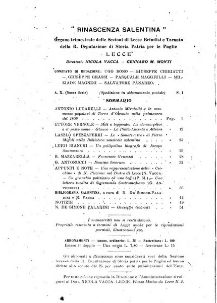 Rinascenza salentina organo della R. Deputazione di storia patria per le Puglie