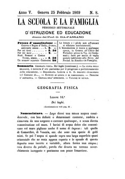 La scuola e la famiglia periodico settimanale d'istruzione ed educazione