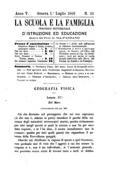 La scuola e la famiglia periodico settimanale d'istruzione ed educazione