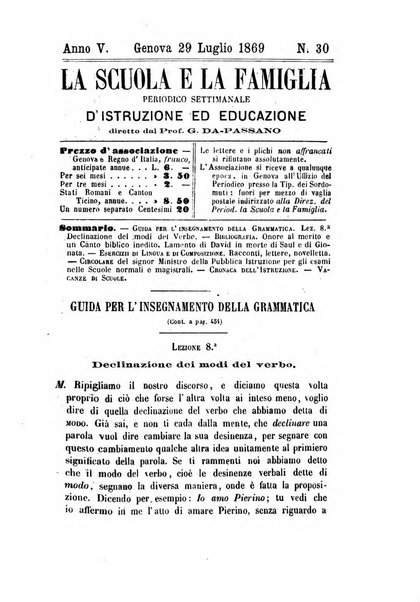 La scuola e la famiglia periodico settimanale d'istruzione ed educazione