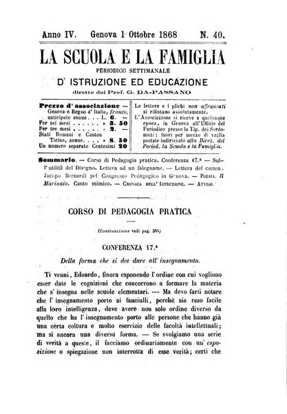 La scuola e la famiglia periodico settimanale d'istruzione ed educazione