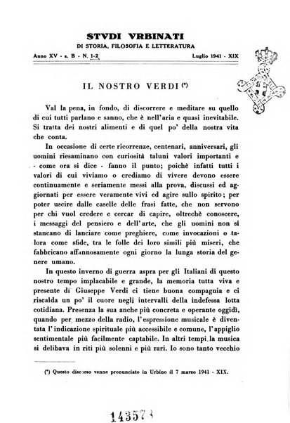 Studi urbinati di storia, filosofia e letteratura. Serie B