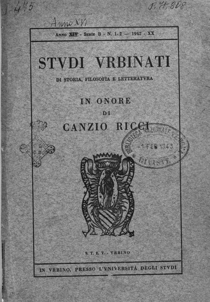 Studi urbinati di storia, filosofia e letteratura. Serie B