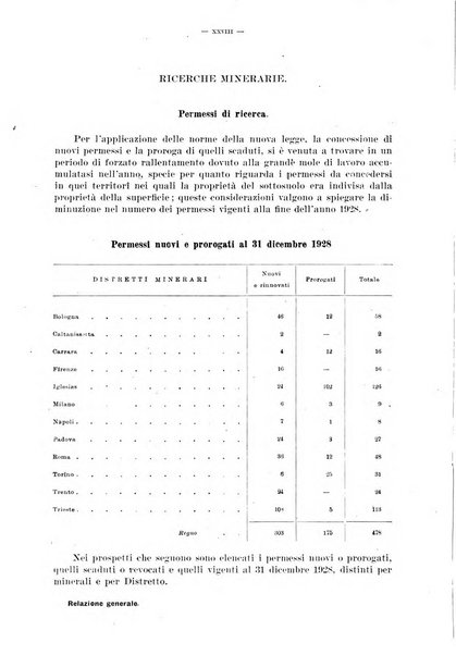 Relazione sul Servizio minerario