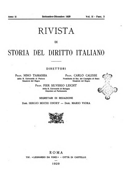 Rivista di storia del diritto italiano