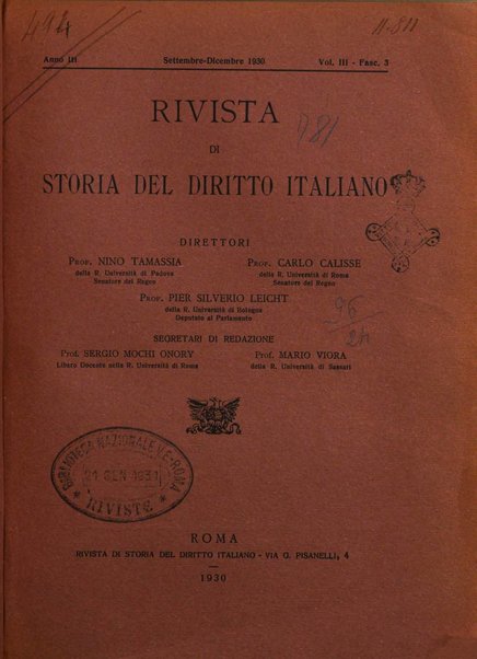 Rivista di storia del diritto italiano