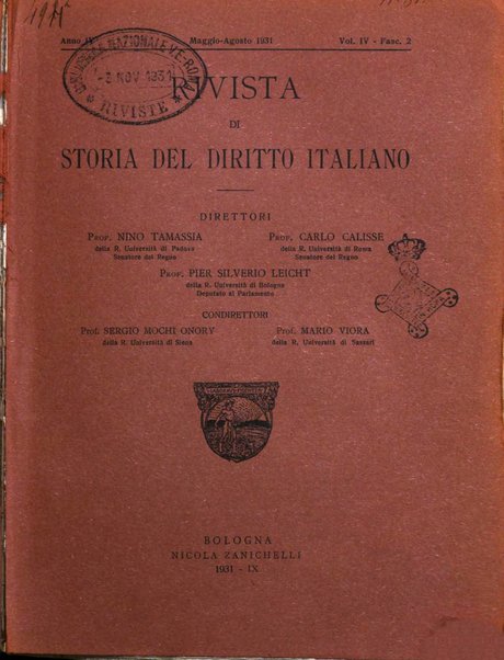 Rivista di storia del diritto italiano