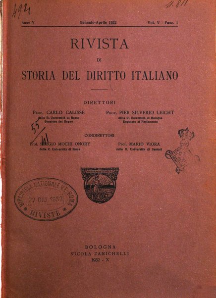 Rivista di storia del diritto italiano