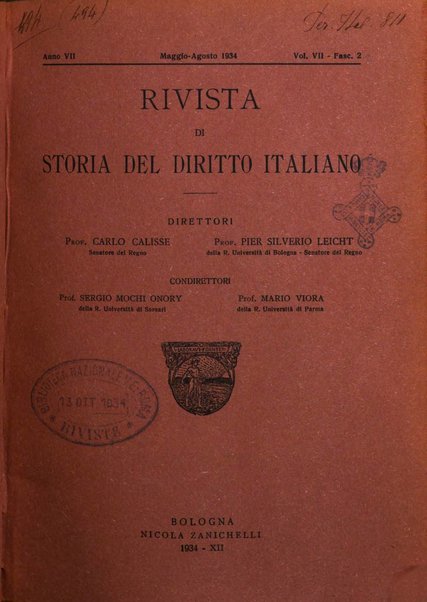 Rivista di storia del diritto italiano