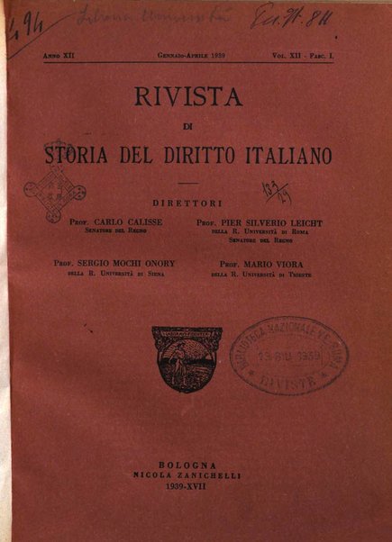 Rivista di storia del diritto italiano