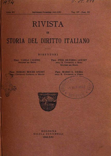 Rivista di storia del diritto italiano